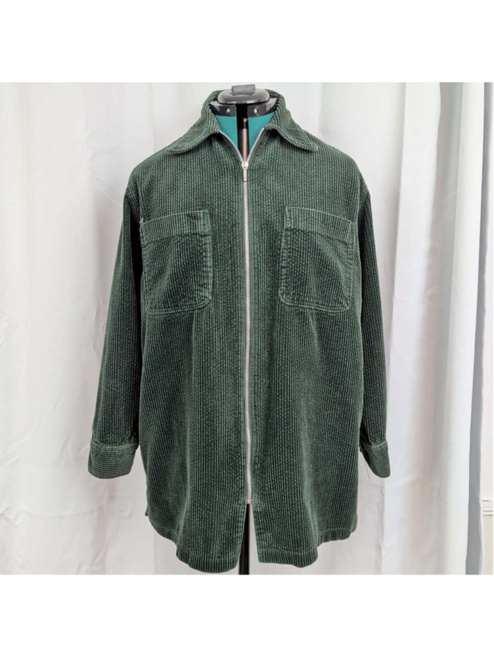 Vintage Ladies Zip Up Corduroy Shirt Jacket Medium